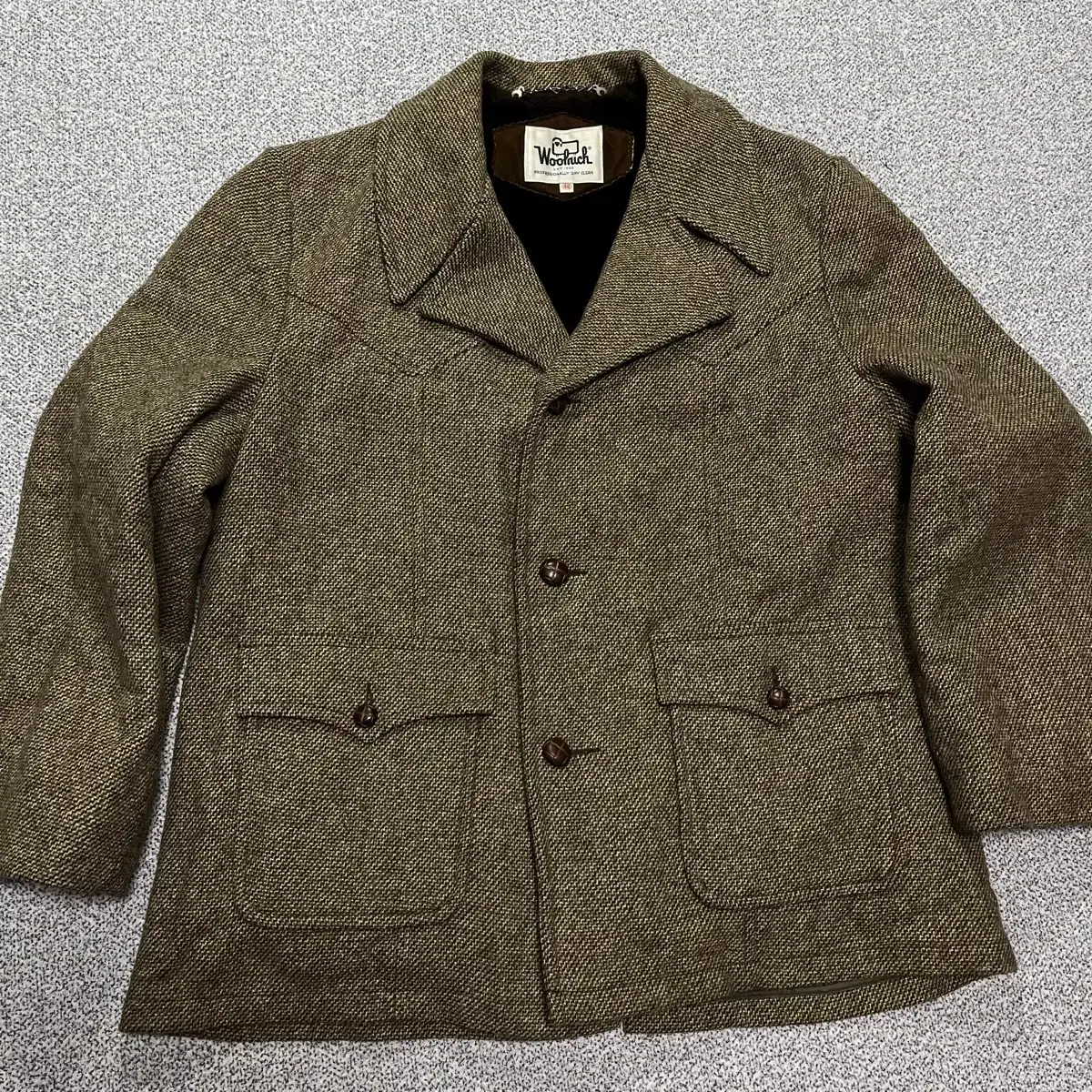 60s Woolrich USA 울리치 안감 퍼 글렌 체크 코트(46)